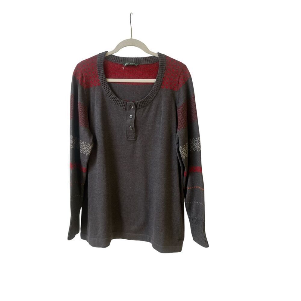 Woolrich pullover sweater gray with contrast print sz 2XL